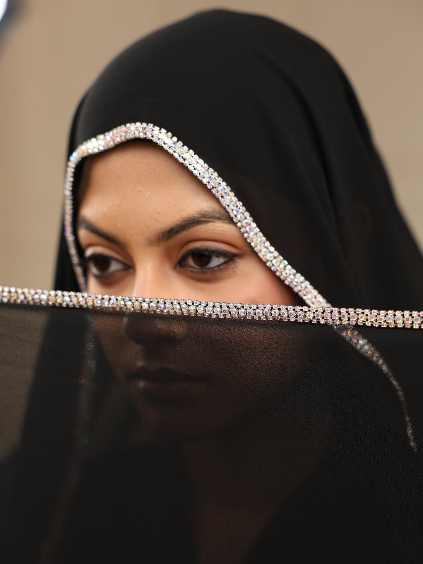 Black Royal Gemstone Hijab