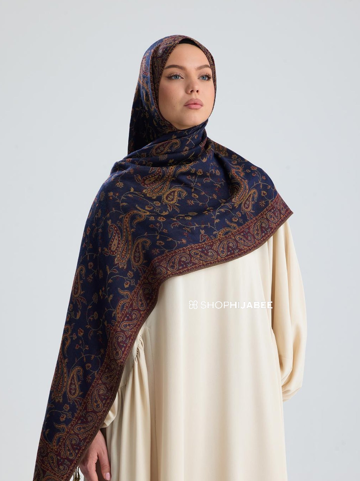 Ink Blue - Pashmina Hijab/ Royale Paisley Series