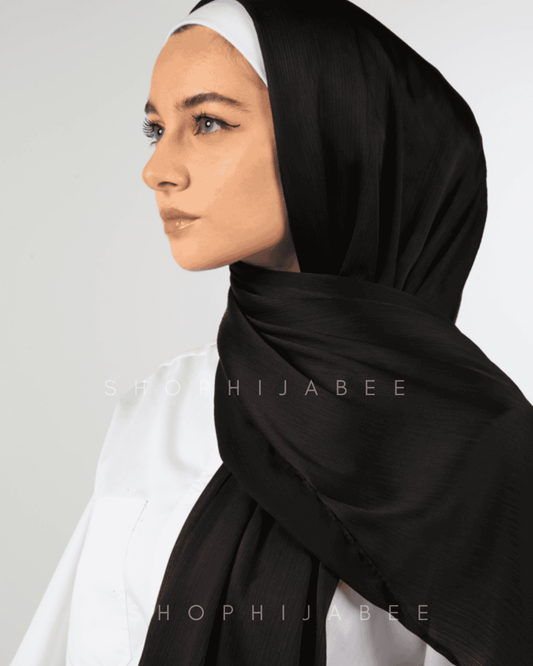 Malaysian Crepe Satin Hijab (Black)