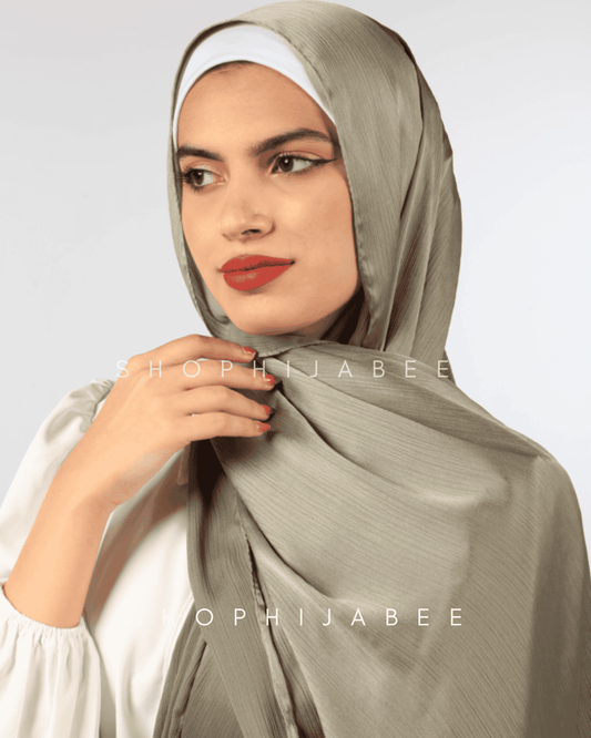 Crepe Satin Hijab (Shade- Olive)