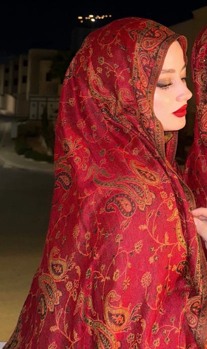 Cherry Red -Pashmina Hijab/ Royale Paisley Series