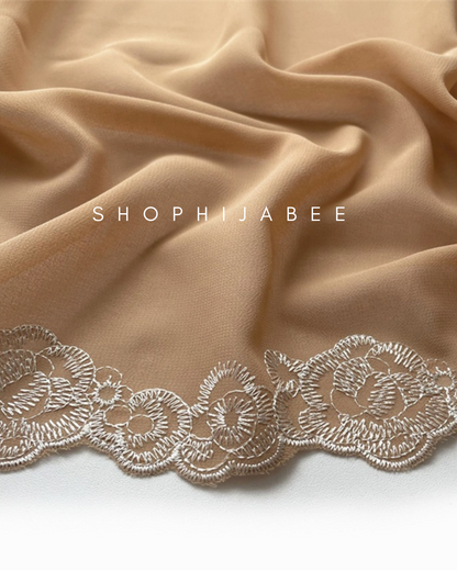 Rosette Embroidery Chiffon Hijabs