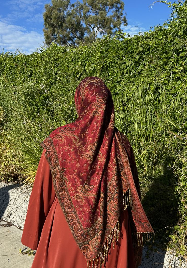Cherry Red -Pashmina Hijab/ Royale Paisley Series