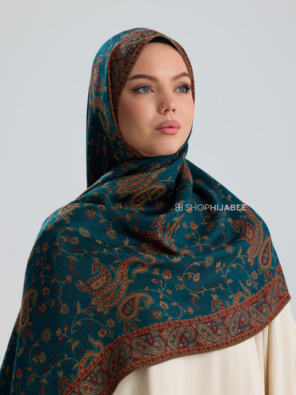 Imperial Turquoise Pashmina Hijab / Royale Paisley Series