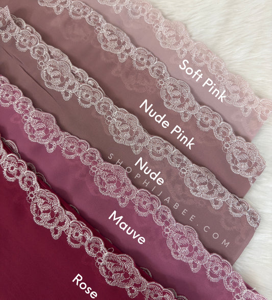 Rosette Embroidery Chiffon Hijabs