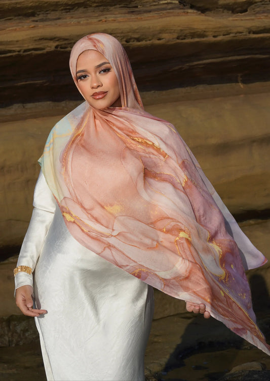 BLOSSOM MARBLE - Printed Modal Hijab