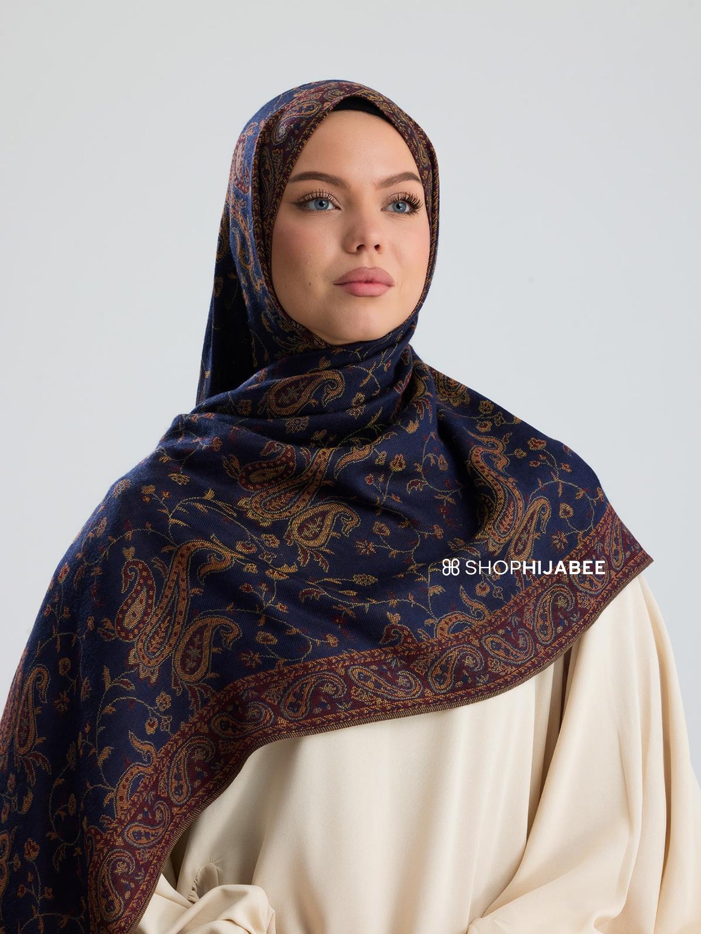 Ink Blue - Pashmina Hijab/ Royale Paisley Series