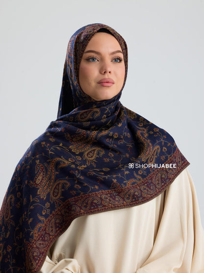 Ink Blue - Pashmina Hijab/ Royale Paisley Series