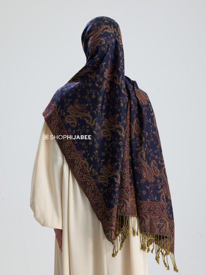 Ink Blue - Pashmina Hijab/ Royale Paisley Series
