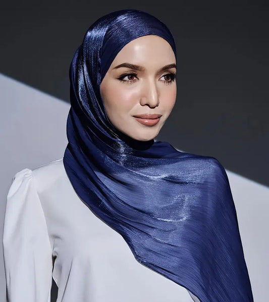 Navy blue organza hijab
