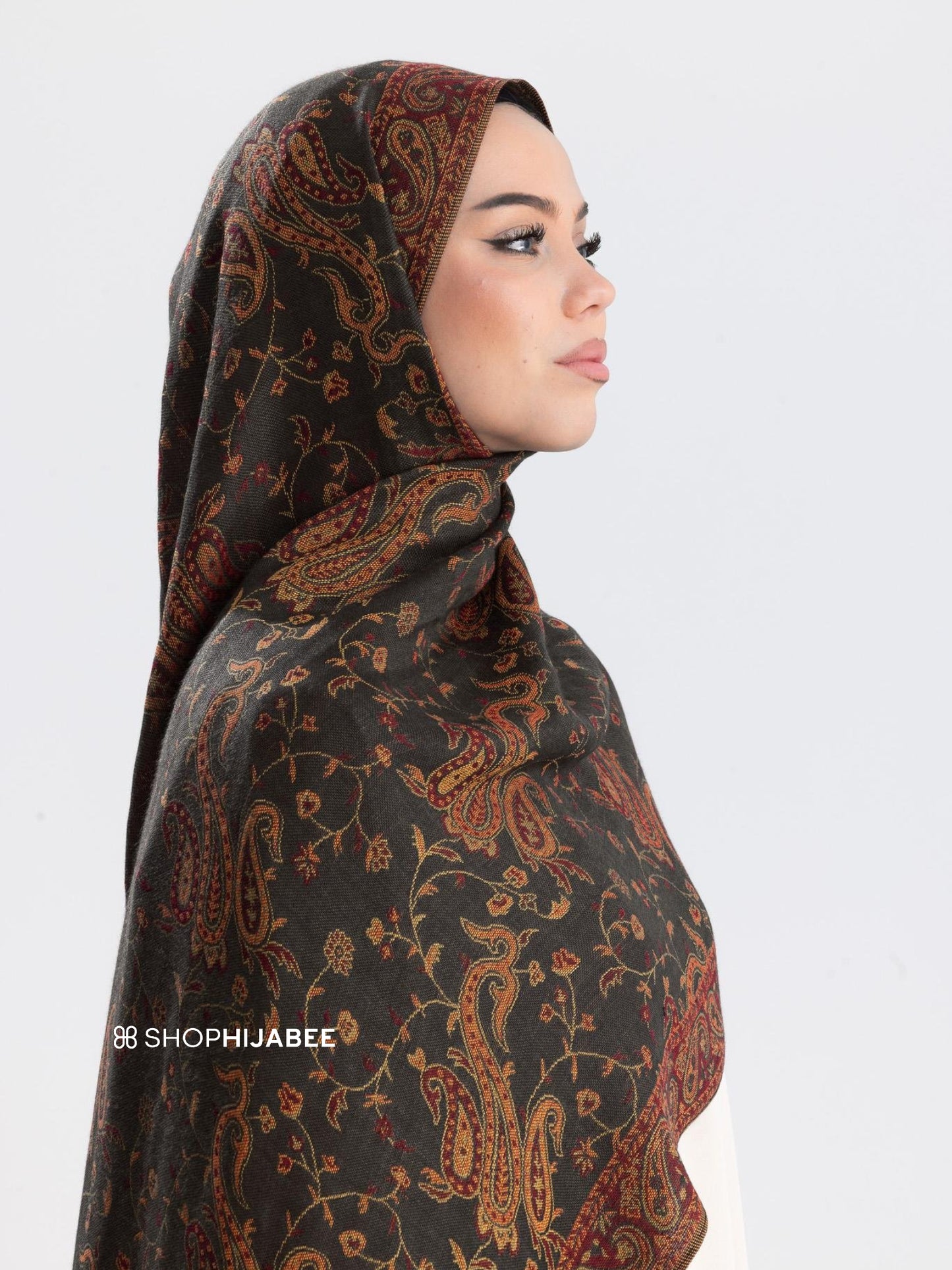 Night Black - Pashmina Hijab/ Royale Paisley Series