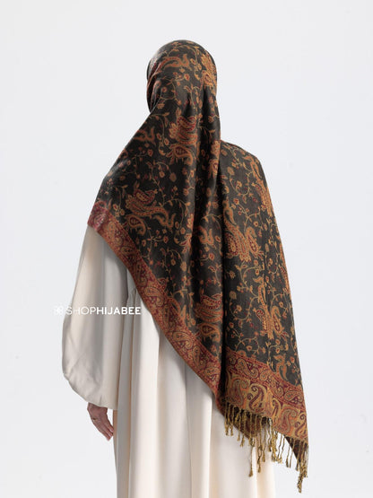 Night Black - Pashmina Hijab/ Royale Paisley Series