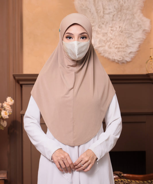 Soft Jersey/ Cooling fabric/ Malaysian Instant Hijabs/ Latte