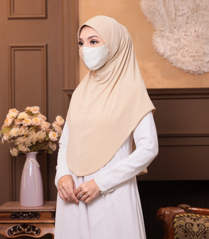 Soft Jersey/ Cooling fabric/ Malaysian Instant Hijabs/ Beige