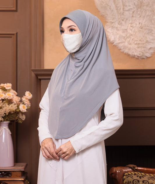 Soft Jersey/ Cooling fabric/ Malaysian Instant Hijabs/ Grey