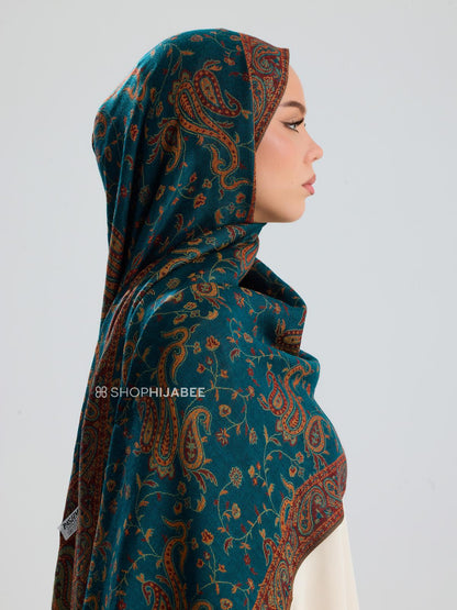 Imperial Turquoise Pashmina Hijab / Royale Paisley Series