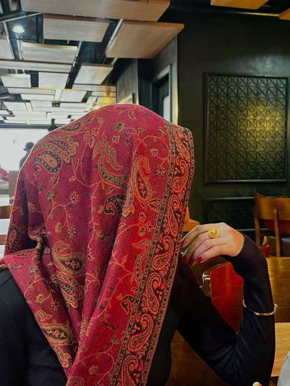 Cherry Red -Pashmina Hijab/ Royale Paisley Series