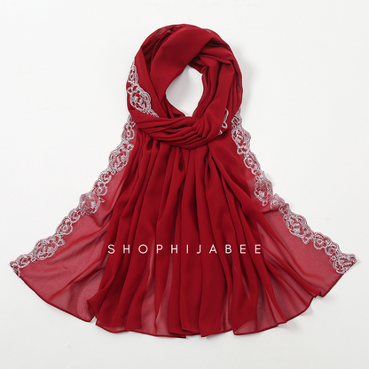 Rosette Embroidery Chiffon Hijabs