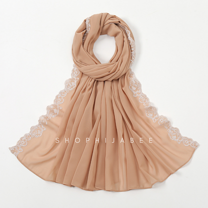 Rosette Embroidery Chiffon Hijabs