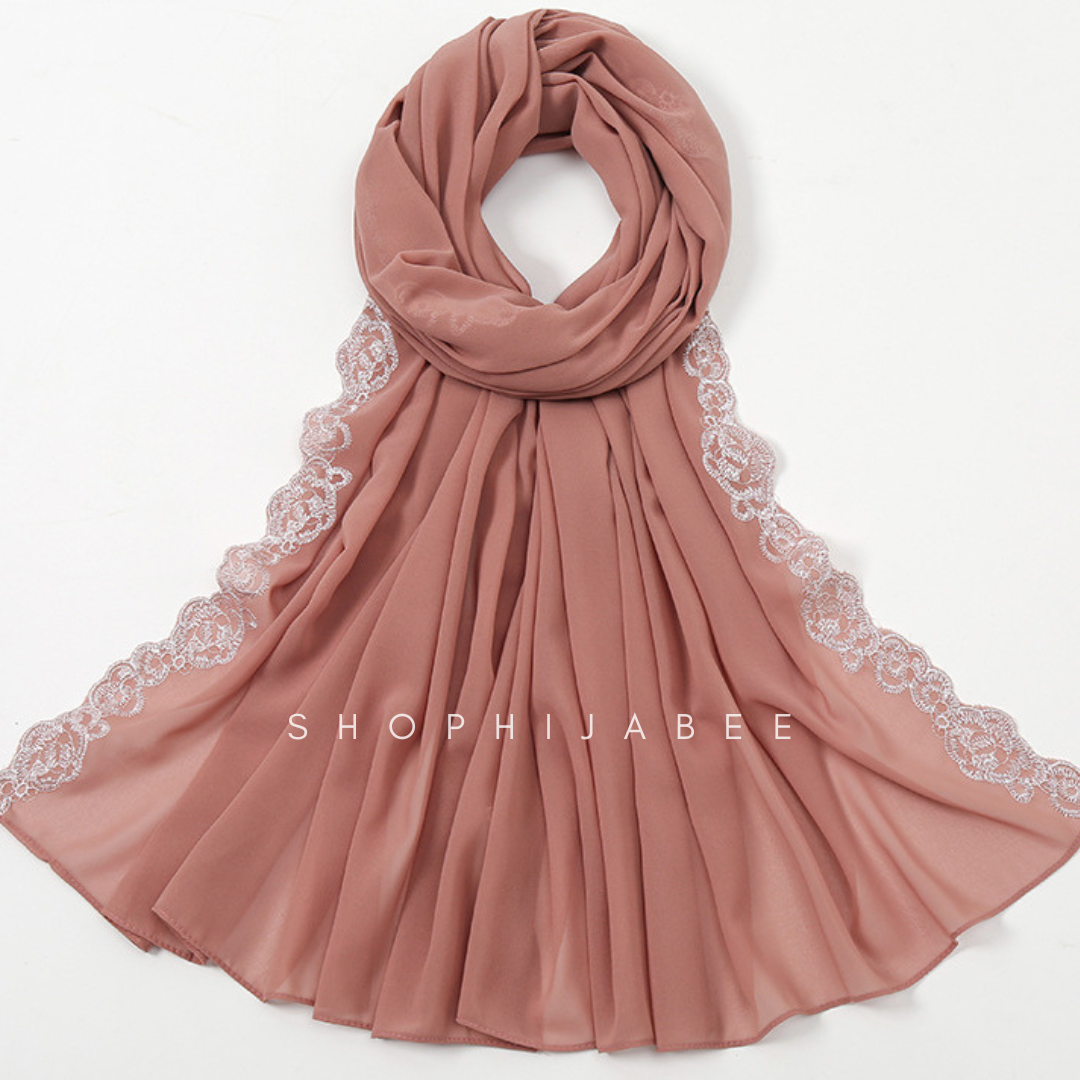 Rosette Embroidery Chiffon Hijabs