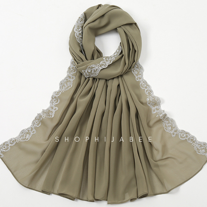 Rosette Embroidery Chiffon Hijabs