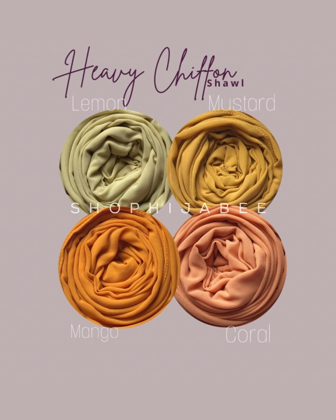 Malaysian Heavy Chiffon Hijab COMBO (Pack of 4)